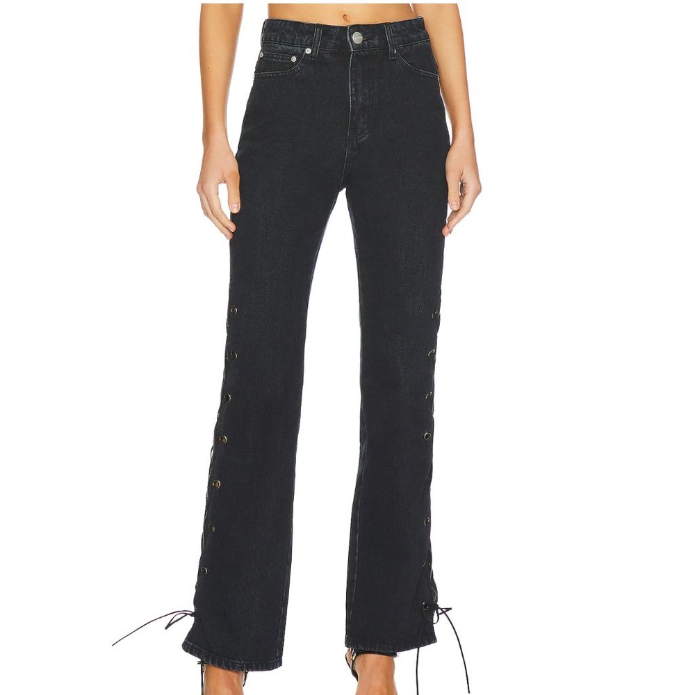 Superdown Jayda Lace Up Black Jean